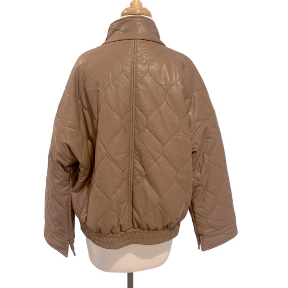 Gilli Brown Faux Leather Quilted Puffer Jacket -NWOT - Picture 3 of 6
